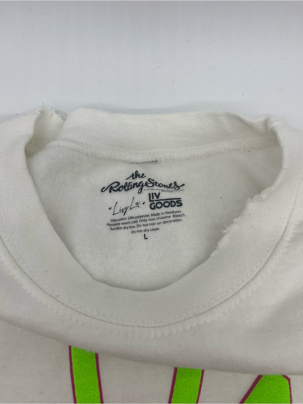 NWT Rolling Stones White Crewneck sweatshirt size L - Picture 8 of 10